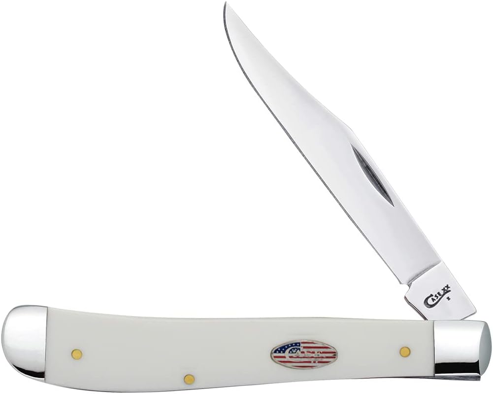 Case XX WR Slimline Trapper Pocket Knife — White Synthetic Stars & Stripes