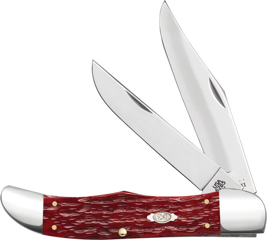 Case Folding Hunter Dark Red Peach Seed Jigged Bone