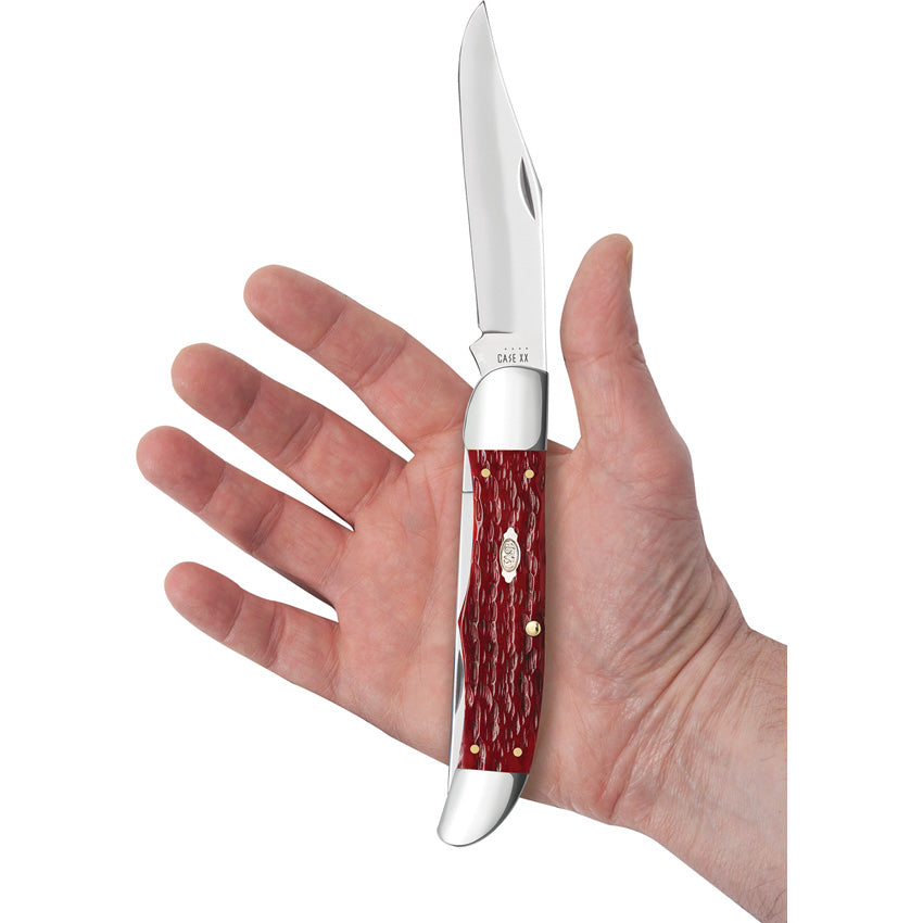 Case Folding Hunter Dark Red Peach Seed Jigged Bone