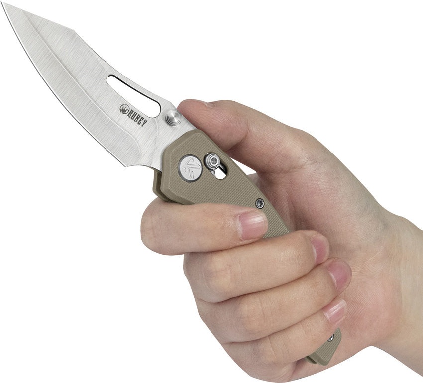 Kubey Caiman Crossbar Lock Tan G10 San Mai M2