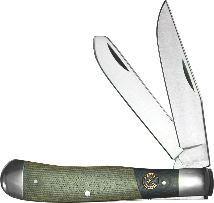 Roper Knives Rattler Trapper Green Micarta