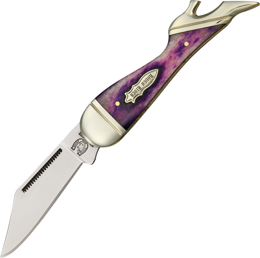 Rough Rider Small Leg Knife Purple Bone