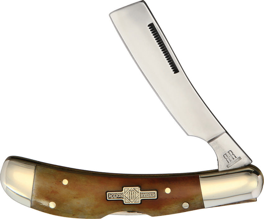 Rough Rider Lockback Razor Smooth Amber Bone
