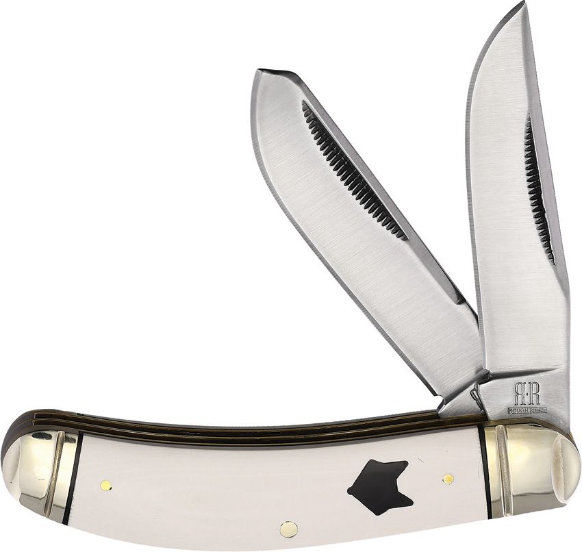 Rough Rider Sowbelly Trapper Folding Knife White Micarta RR2310